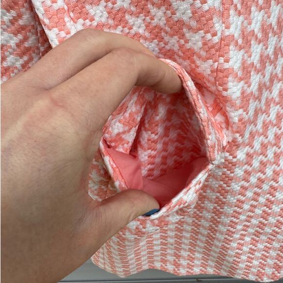ASOS size 10 Pink and White Dogstooth Houndstooth Long Suit Blazer Jacket - Picture 5 of 12